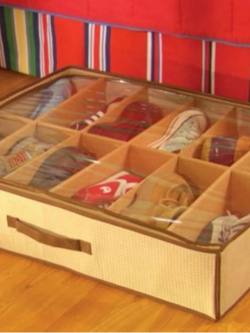 NIB Space Saving Shoe Organizer - Beige Shoe Storage